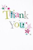 There's a gentle, inviting joy in this thank you card-a reflection of genuine appreciation found across New Addington. The words 'Thank You' lift from the crisp white sheet in a flourish of sunshine yellows, shimmering silver, leafy green, and sky blue. Each letter is distinct: some dotted, some stitched artistically, all touched with the care that defines a local florist. Star motifs, painted in cheerful pinks, teals, and soft metallics, orbit the message, giving a festive, almost celebratory air like the buzz around a surprise gathering in King Henry's Drive. The card's uncluttered background lends calm, letting every detail shine as part of the warm, welcoming vibe. As you imagine this card arriving with a fragrant bouquet, it's easy to feel the sincerity shimmer-a small but meaningful gesture, perfect for expressing gratitude that feels as personal as a neighbourly wave on a spring morning in New Addington.